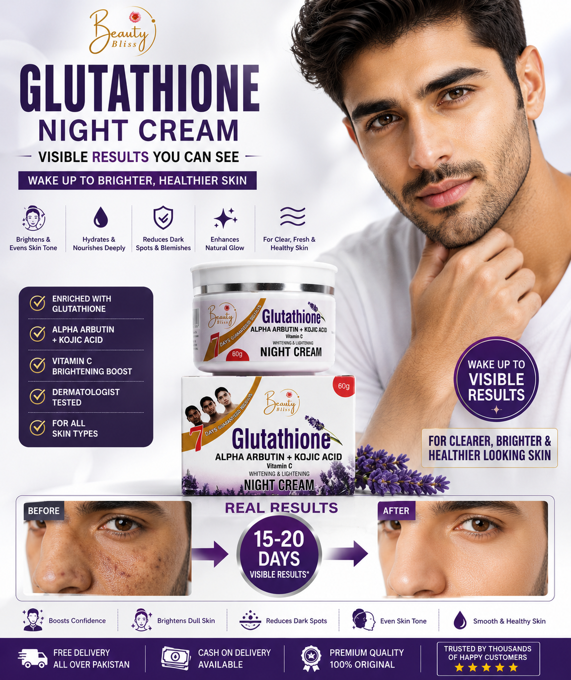 Glutathione Night Cream Best Result ( Face , Hand & Feet Cream ) For Women's & Mens