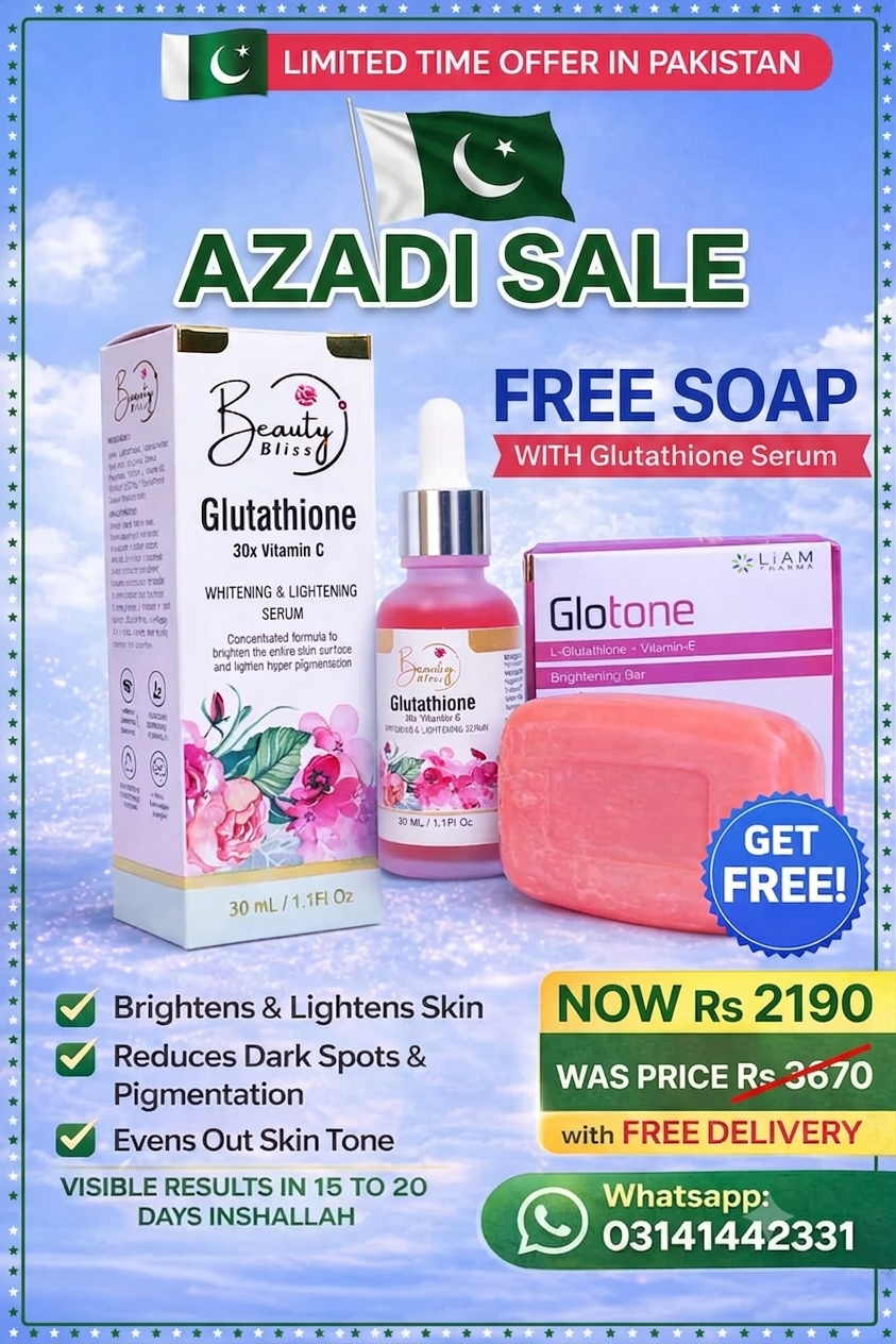 GLUTATHIONE + 30X VITAMIN C SERUM + GLUTAX SOAP FREE Hot 🔥 Sale